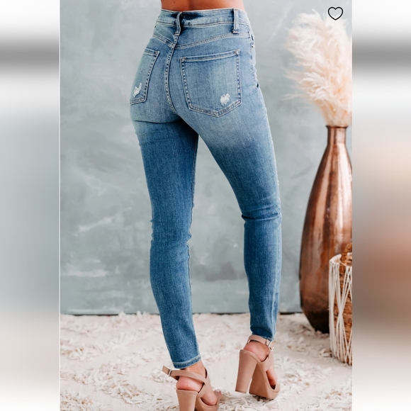 Sneak Peek High Rise 5 Button Fly Distressed Skinny Jeans Size 7/28 - Picture 4 of 16